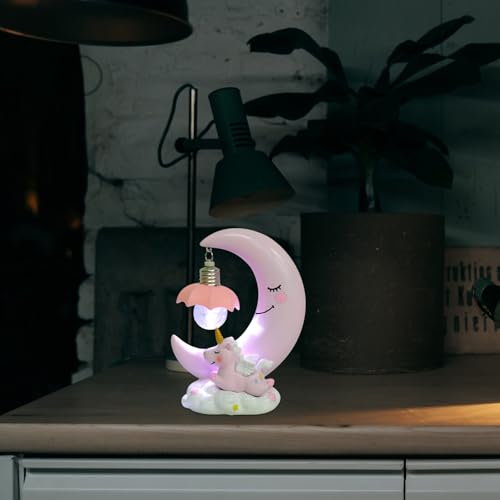 Lámpara de Mesa de Noche de Resina con Diseño de Luna Rosa miniatura 7