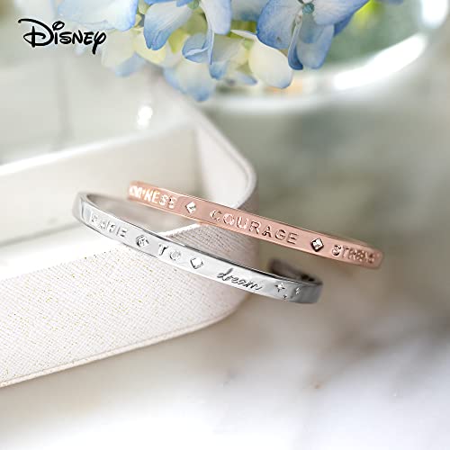 Image of Origami Owl Disney Kindness, Courage, Strength Adjustable Bangle Bracelet With Crystals, Rose Gold, Open Design Fits Most Wrists