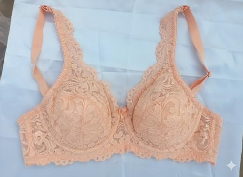 Image of Women's High-Support Lace Bra, Non-Padded, Unlined, Full Coverage, Lingerie