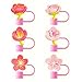Flowers Straw Tip Covers for Stanley Spring Silicone Straw Toppers Cap Compatible Cute Floral with Stanley 30&40 Oz Tumbler Reusable Straws Tips Lids for Cup Accessories 6Pcs