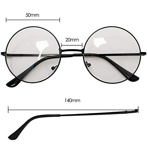 TRIXES Brille mit Rundgläsern in Kupfer - Beatles Retro Sechziger Jahre Stil Klarglas Gläser - Runde Brille als Kostümergänzung Cosplay Retro-Partys Geek Gläser Zubehör - Klassische Vintag