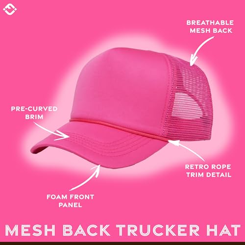 Image of Funky Junque Foam Trucker Hat, Trucker Hats for Women & Men - Blank Adjustable Snapback Mesh Back Baseball Cap