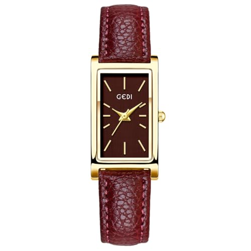 Image of Quartz Watch for Women, Lady Stylish Square Dress Watch with Leather Strap and Sapphire Crown