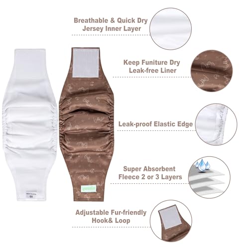 Image of wegreeco Small Dog Diapers Male,Reusable Belly Bands for Male Dogs,Washable Doggie Puppy Male Diapers Wraps,Medium Large Size (5 Pack X-Small, Dinosaurs)