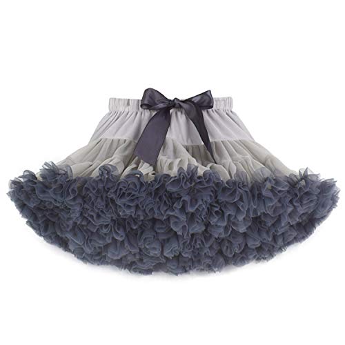 Joygown Baby Little Girls Elastic Waist Multi-Layer Tulle Tutu Skirt Petticoat Grey Black M
