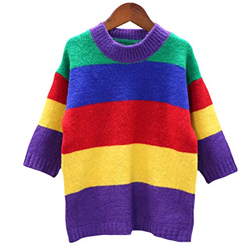 Bleubell Toddler Girls Stripe Cardigan Sweater Rainbow Knit Tops (2T, Purpe)