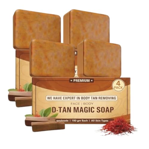 Image of Magic Soap Tan Removal Sandalwood & Saffron Bath Soaps | Paraben Free | Chandan & Kesar | Handmade Soap for Glowing & Skin Brightening for Men & Women