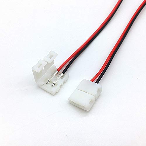 Wiring Connecting Terminals 100pcs/lot LED Strip Connector 2pin 10mm 8mm Two End One End with Wire Free Welding Connector No Need Soldering - (Color: 8mm one end)