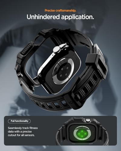 Image of Spigen Rugged Armor Pro 2 for Apple Watch Series 11 42mm Case with Strap Band, Series 10 42mm Protective TPU Cover with Strap - Matte Black