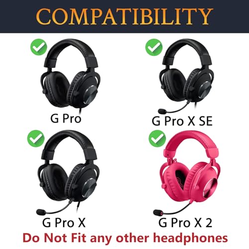 Image of SOULWIT Earpads Replacement for Logitech G Pro, G Pro X, G Pro X 2, G Pro X SE Headphones, Ear Pads Cushions with Soft Protein Leather and High-Density Memory Foam - Magenta