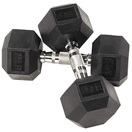Signature Fitness Rubber Encased Hex Dumbbell, Pairs or Sets, Multiple Packages