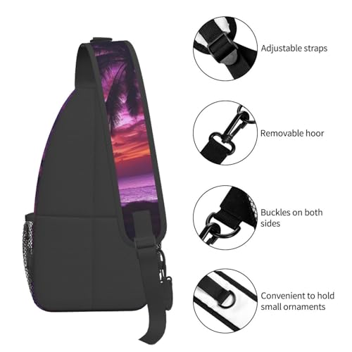Bolso cruzado Palm Tree Purple Sunset negro para hombre y mujer miniatura 5