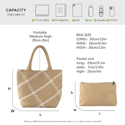 Bolso Tote tejido a mano para mujer, piel vegana ajustable miniatura 4