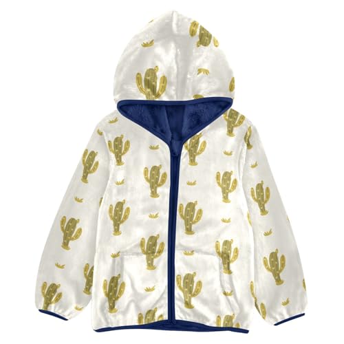 Cactus Boho Girls Fleece Jacket Girls Fall Jacket Girls Zip Up Hoodie Girls Sherpa Jacket 2-10T