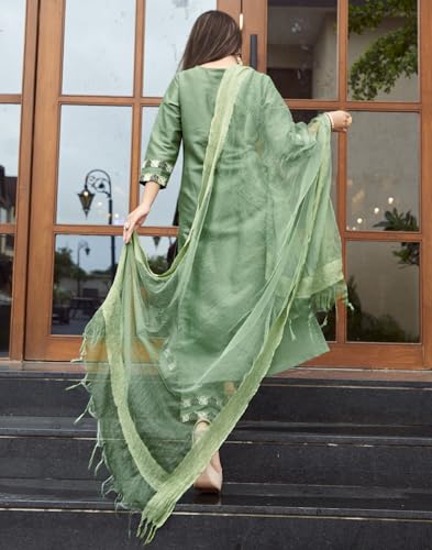 Image of SIRIL Women's Rayon Viscose Printed Straight Kurta Pant with Dupatta Set