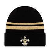 New Era Unisex-Adult NFL Official Sport Knit Classic Striped Knit Beanie Cold Weather Hat (New Orleans Saints)