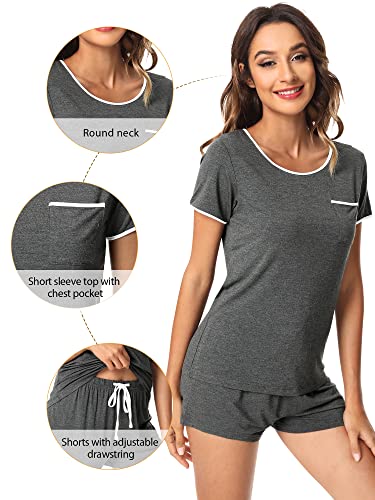 Image of WiWi Viscose from Bamboo Pajamas Set for Women Super Soft Short Sleeve Cooling Summer Plus Size Pjs Sets Sleepwear S-4X