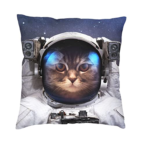 クッションカバー 55×55cm 正方形 猫宇宙飛行士の船外活動 おしゃれ 北欧 雑貨 ソファ背当て 装飾枕カバー 座布団カバー 抱き枕カバー インテリア飾り 車用 家庭用 レストラン用 ホテル用 1枚セット