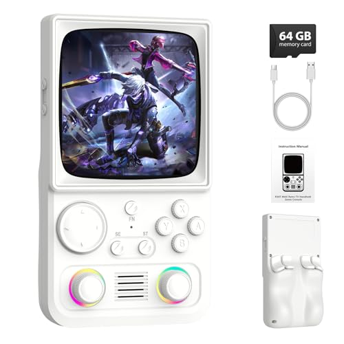 Image of R36TMAX Retro Handheld Game Console, Portable Retro Gaming Console with 4.0 inch CRT-Inspired Screen, 4000mAh Arcade Classics, Supports Multiple Emulators, WiFi Network Battling, 64GB (White)