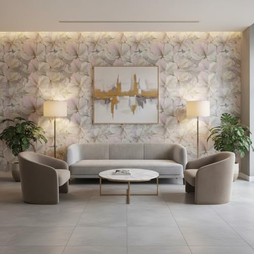 Image of Pink Floral Wallpaper for Walls | Peel and Stick Self Adhesive Wall Sticker | Waterproof PVC Vinyl Decorative Wall Decor for Home, Living Room, Bedroom & Office (45x300 cm)
