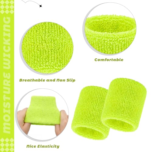 Image of Bememo 24 Pcs Wrist Sweatbands Bulk Sports Wrist Bands for Men Women Breathable Athletic Tennis Wristbands Stretchy Absorbent Cotton Terry for Basketball, Baseball, Gym, Working Out