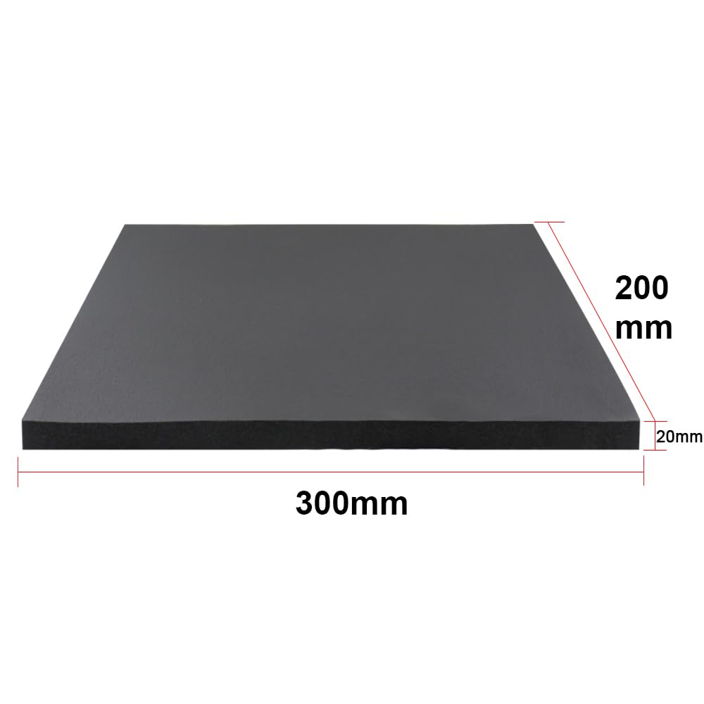 Selbstklebende Schaumstoffplatte, 4 Stück Schwarze Moosgummi Selbstklebend Platte 300 x 200 x 20mm Schaumstoff Platten, rutschfeste Schaumstoffmatte für Möbel DIY-Projekte Verzierung