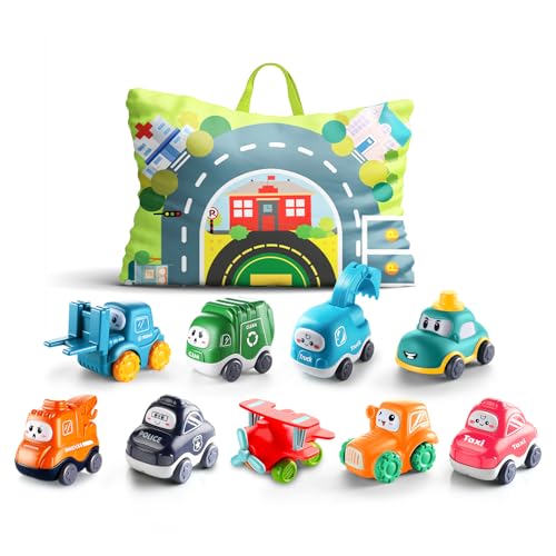 Image of ALASOU 9 PCS Baby Cranes Car Toys with Playmat/Storage Bag|1st Birthday Gifts for Toddler Toys Age 1-2|Baby Toys for 1 2 Year Old Boy|1 2 Year Old Boy Birthday Gift for Infant Toddlers