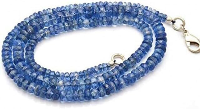 Hand_Crafted 1 Strand Natural 16inch Natural Gemstone Kyanite Faceted Roundel Beads Full Strand Fine Qulaity Beads Necklace 3.5 to 5.5 MM YO-NECK-13253