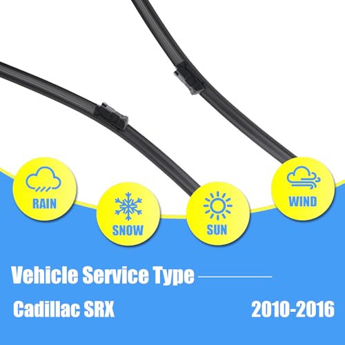 Image of Gavimnal Silicone Wiper Blades Replacement For Cadillac SRX 2010-2016 | 26 inch+17 inch Front & 12 inch Rear, All-Weather, Streak-Free, OE-fit, Quiet, Easy One-Click Install