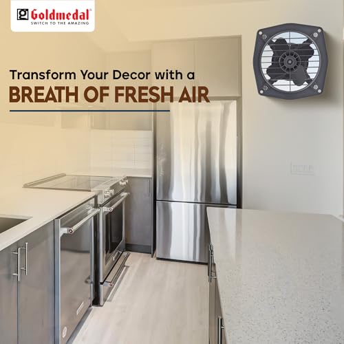 Image of Goldmedal Rapido 225 MM Exhaust Fan |Strong Air Suction | 2050 RPM | High Air Delivery Exhaust fan | Suitable for Kitchen, Bathroom and Office | (Cutout Size: O225 mm)- Grey