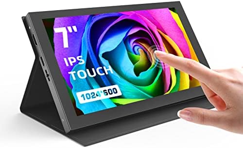 APROTII RasPi Screen, 7 inch 1024x600 IPS Portable Monitor, 5-Points Capacitive Touchscreen Display Mini HDMI Monitor for Laptop RasPi 4B 3B+3A+ & Banana Pi win7/8/10/11 & Game Consoles