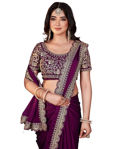 Image of DHARMEE Women's Elegant Designer Sarees Premium Rangoli Fabric with Embellished Border, Lightweight and Stylish Ethnic Wear - Perfect for Parties, Weddings, and Festive Occasions..