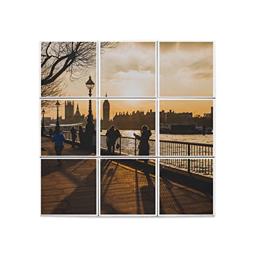 Carreaux céramique Londres Big Ben lot de 9 plaques décoratives de 15,2x15,2 cm pour fresque murale