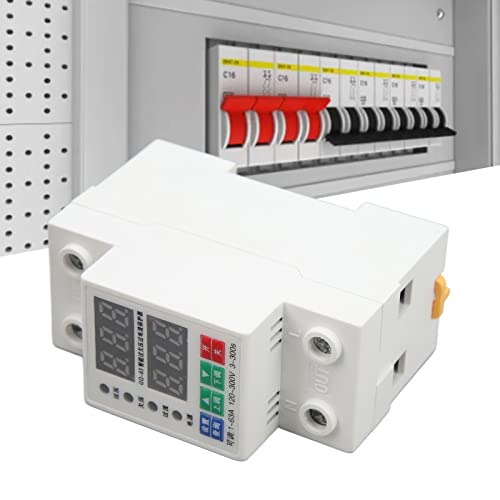 Image of 2 Phase DIN Rail Voltmeter, 120‑300V 1A‑63A DC Miniature Circuit Breaker, Digital Voltmeter Ammeter Power Meter, Automatic and Manual Opening and Closing Functions for Circuit Safety