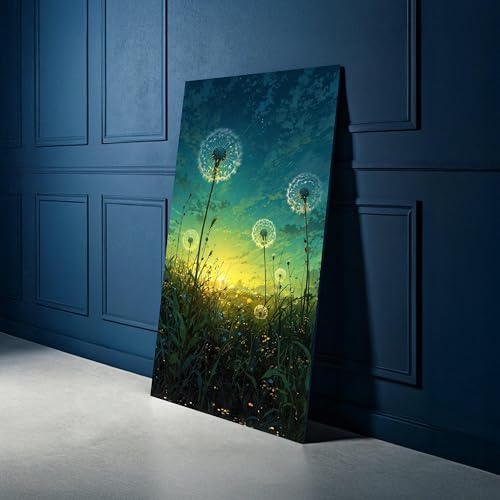 Peinture sur toile pour salon apaisant motif paysage naturel et fleurs de saison