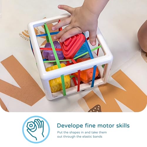 Image of LiKee Montessori Toys for 1 Year Old Multi Sensory Shapes, Toddler Developmental Learning Birthday Gifts, Baby Toys 12+ Months (Activity Cube)