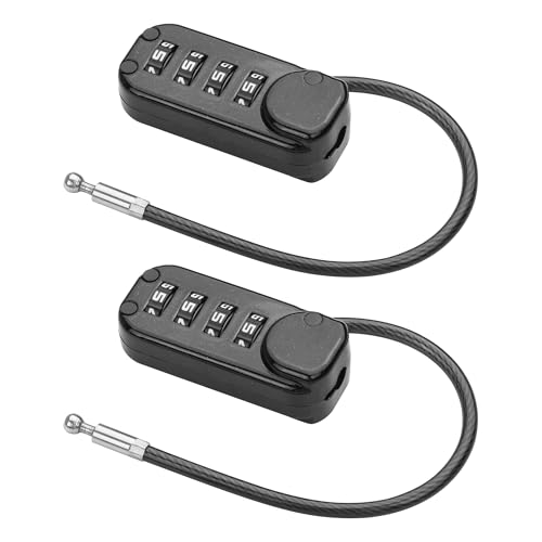 Image of YAODHAOD Cable Locks with Combination, 4 Digit Combination Padlocks,Travel Lock for Suitcases & Bag for School Locker, Gym Locker, Fence, Toolbox, Gate, Case, Hasp Storage （2pcs）(Black, 5.3 inch)