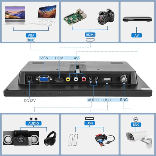 Image of 10 inch FHD Small IPS Monitor LCD Display Screen 1920x1200 60Hz 16:10 with BNC VGA AV Input Built-in Lounspeakers for CCTV Security Camera DVR PC STB Game Console