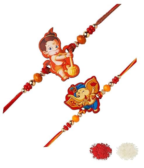 Bhavika Enterprises - Rakhi for Kids hanuman & Ganeesh Ji Rakhi for Kids Rakhi for Bhai Rakhi with Roli Chawal and Raksha Bandhan (Set Of 2) (B0D8W78QGF) Amazon Price History, Amazon Price Tracker