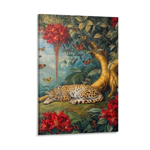 Impression sur toile léopard haute définition pour décoration murale de chambre
