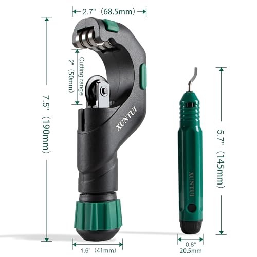 Copper Pipe Cutter Tool Set 3/16"-2" OD, Tube Cutter for Copper,Brass,Aluminum&Stainless Steel, HVAC Metal Plumbing Tubing Cutter Tool with Deburring Tools&Extra Blades 2 Copper Pipe Cutter Tool Set 3/16"-2" OD, Tube Cutter for Copper,Brass,Aluminum&Stainless Steel, HVAC Metal Plumbing Tubing Cutter Tool with Deburring Tools&Extra Blades - Image 2