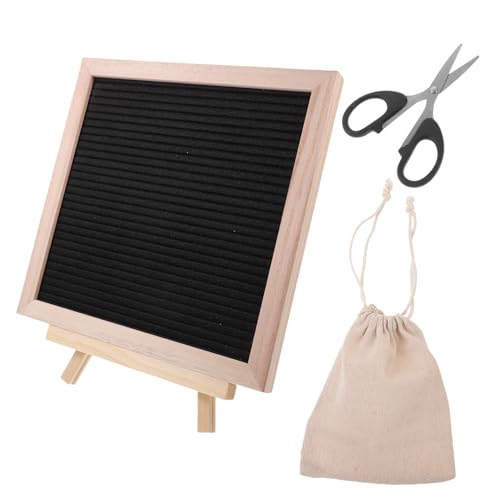 SEWACC 1 Set Black Felt Decorative Memo Board Wooden Letter Board for Home Stainless Steel DIY Board Household Message Board