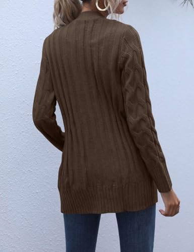 Image of MEROKEETY Womens Fall 2026 Long Sleeve Cable Knit Cardigan Sweaters
