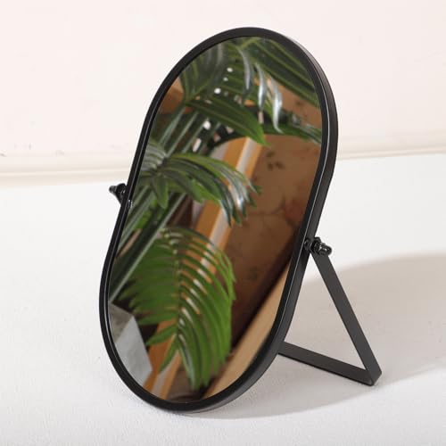 Espejo de Maquillaje Ovalado Ajustable de Escritorio Negro miniatura 4
