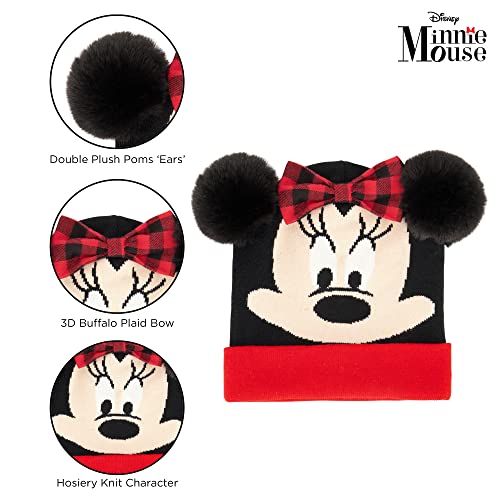 Disney Girls' Winter Hat, Earmuffs and Kids Gloves Set, Minnie Mouse for Ages, Age 4-73