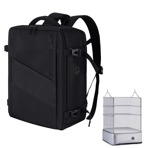 Voesld Mochila Viaje Cabina Avion 40x20x25 Para Ryanair, Organizador De Colgante Mochila De Viaje Hombre Mujer Negro Mochila Portatil Bolsa De Viaje, 20l