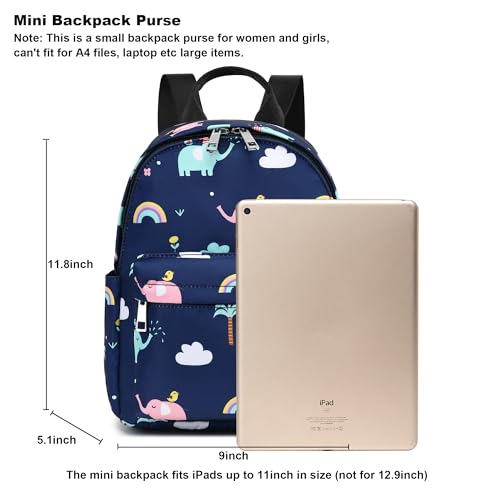 Image of Elephant Mini Backpack Women Girls, Small Backpack Purse for Adults Teens Kids School Travel (Blue)