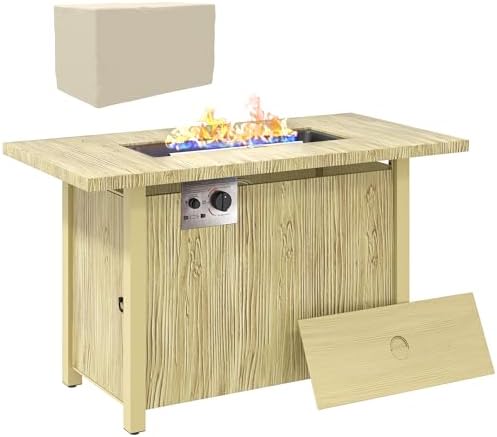 Outsunny Propane Fire Pit Table 43" 50,000 BTU Outdoor Gas Fire T...