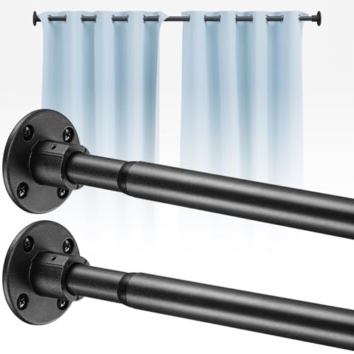 Image of Shower Curtain Rods, 29-64inch Adjustable Shower Pole - Heavy Duty Shower Rods for Bathroom Matte Black(2 Pack)