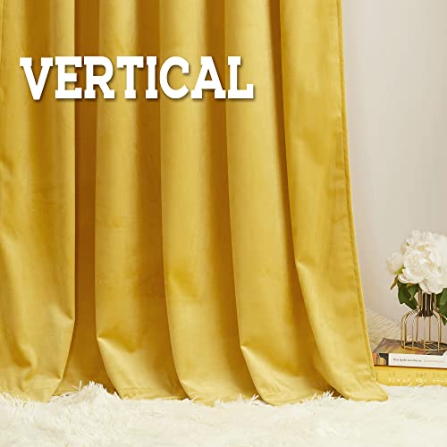 Image of RYB HOME Gold Velvet Curtains 84 inches, Room Darkening Privacy Window Curtains Decorative Thermal Insulated Backdrops for Living Room Bedroom Home Office, W52 x L84 inches, 2 Panels Set